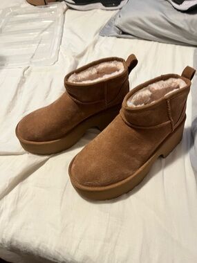 UGG Chestnut Suede Boot with Cream Shearling Lining